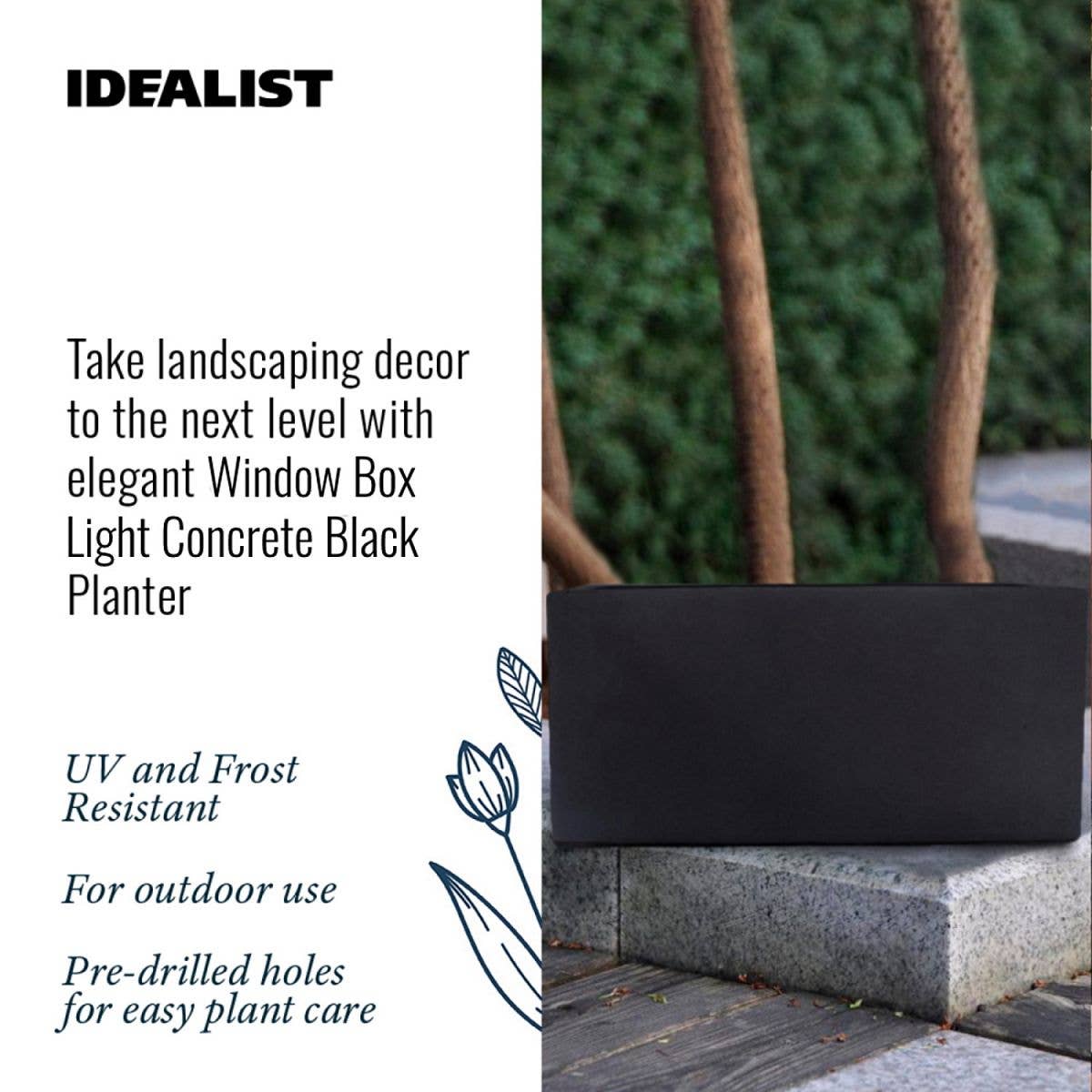 Idealist Lite Fibrestone Planters – wholesale Planter box – IDEALIST Window Box Light Concrete Planter12