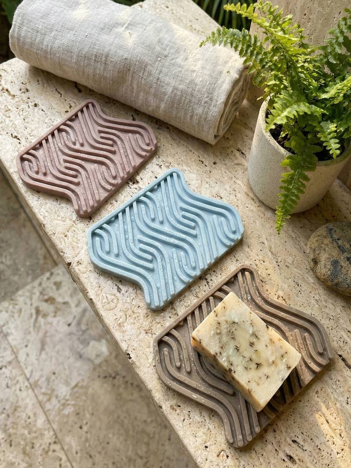 Tvålfat (Taupe/Blå/Rosa) Premium Silikon Tvålsparare Bricka för wholesale av Soap Envelope