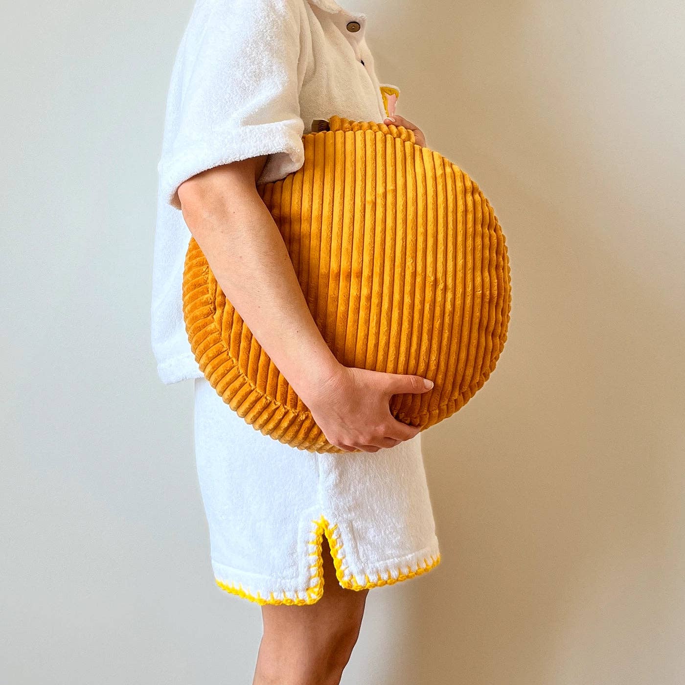 Awena Studio - Wholesale Meditation Supplies - Zafu Cartagena - saffron meditation cushion2