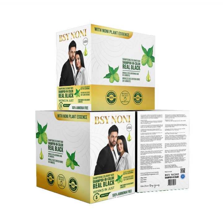 BSY Noni schampo i färg äkta svart (20 ml X 3) för wholesale av BSY Noni Hair Color Shampoo
