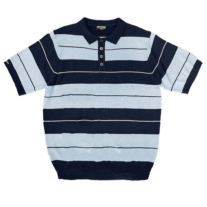 WEIV - Wholesale Polo - Men's - Charlie Brown Striped Knit 4 Button Polo Shirt8