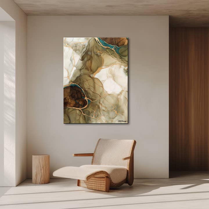 Gyldne Strata 1 Abstrakt Maleri Begrænset Udgave for engroshandel hos ELOISE WORLD STUDIO