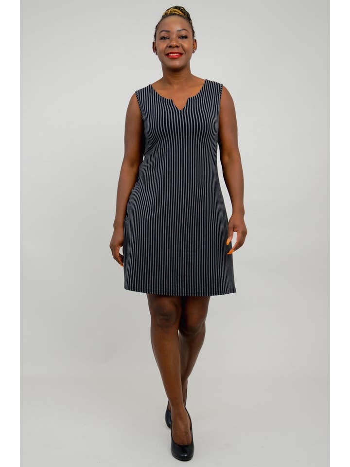 Blue Sky Clothing Co LLC - Vendita all'ingrosso Vestito - Donna - Abito smanicato Maggie, a righe nero/grigio, bambù6