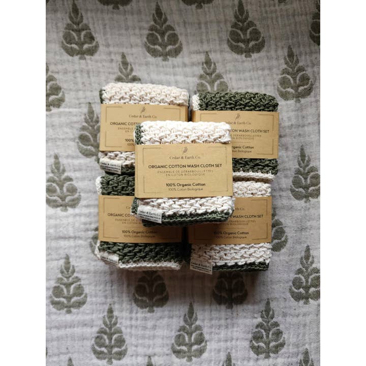 Cedar & Earth Co. – Engroshandel Vaskeklud – Sæt med vaskeklude i økologisk bomuld (2-i-1)4