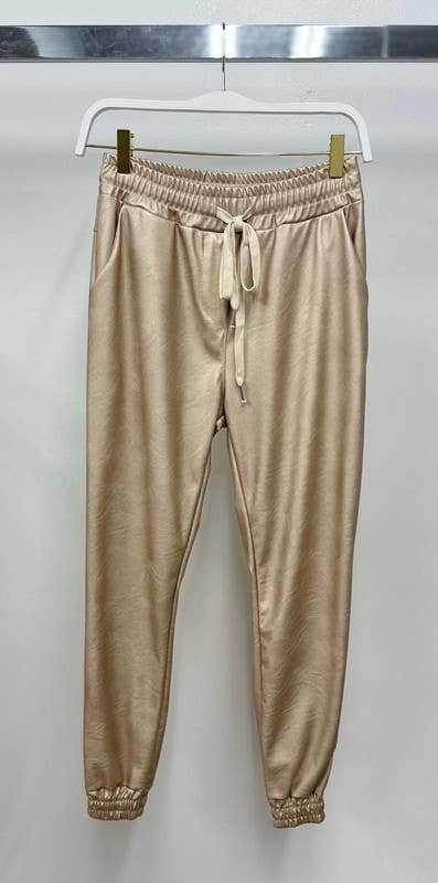 VENTI6 - Wholesale Pants - Women's - PU ELASTIC WAISTBAND ELASTIC ANKLE JOGGERS (97800-PU)17