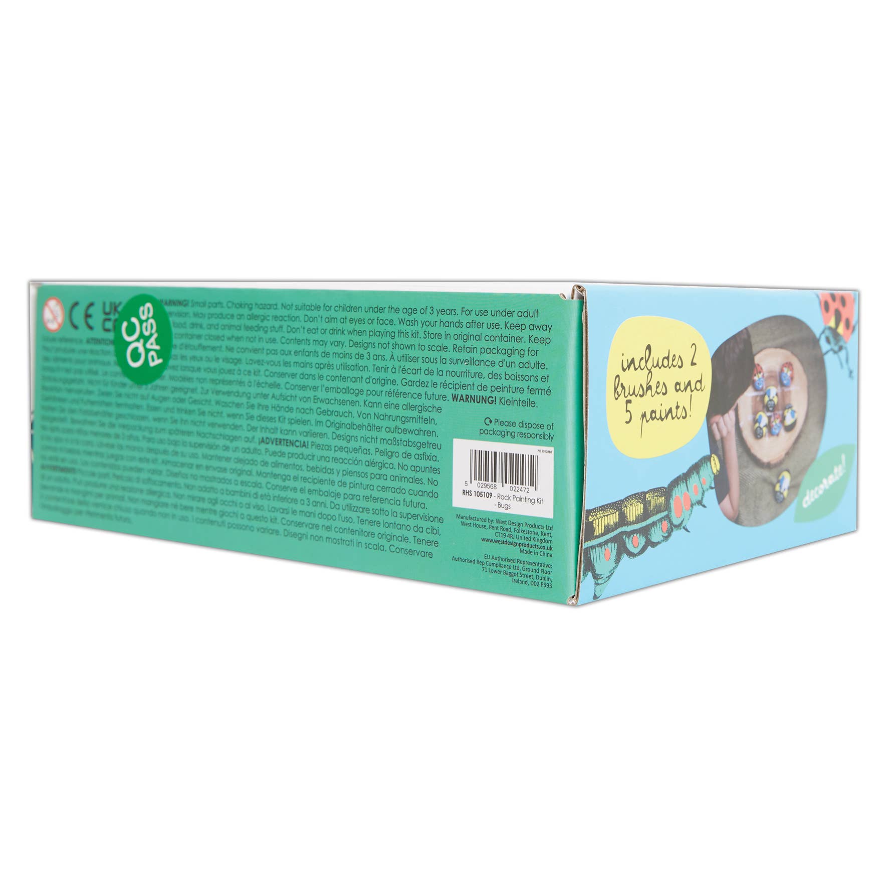 West Design Products – wholesale DIY craft kit – Child – Royal Horticultural Society Rock Painting Kit - Bugs2