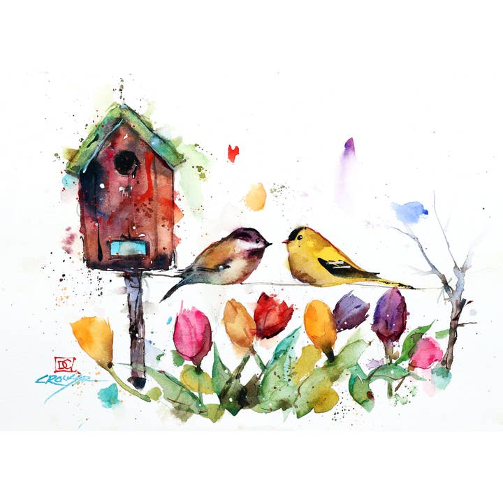 5 x 7" Greeting Card 'SPRINGTIME BIRDHOUSE' for wholesale by The Art of Dean Crouser Greeting Cards & Stickers