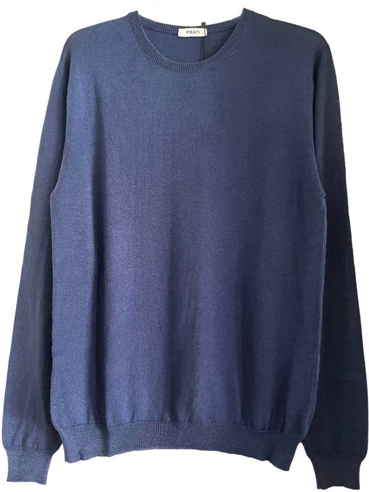 Men´s Resort cashmere silk crew neck sweater jeans blue for wholesale by PRATI