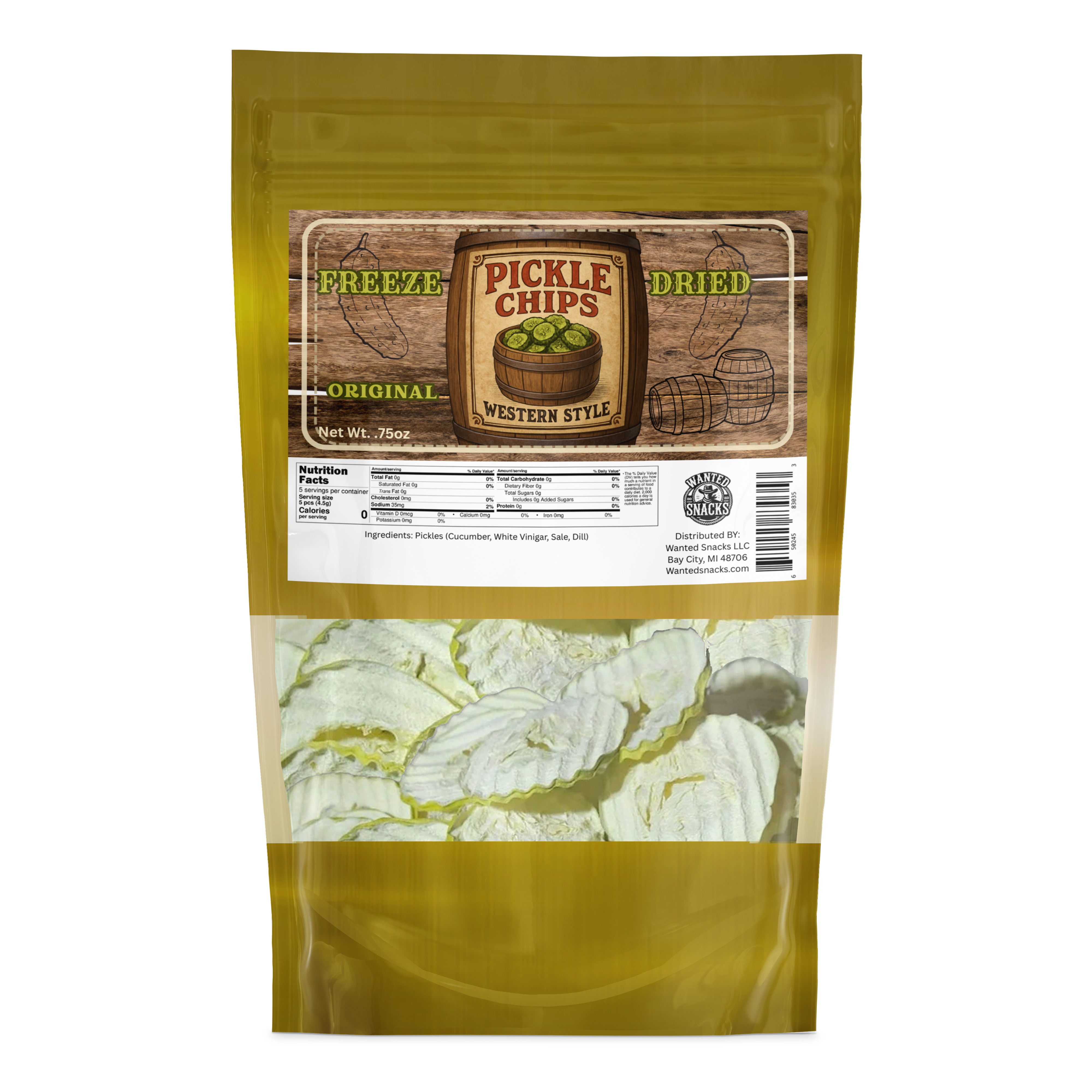 Wanted Snacks LLC - Wholesale Pickled Vegetables - Freeze Dried Pickles- Original 0.75oz Bag0