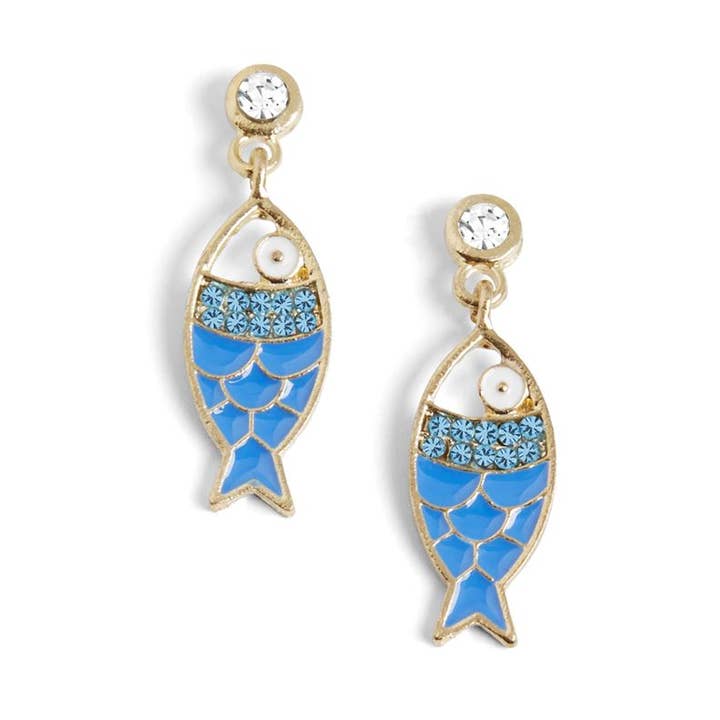 Enamel Stone Fish Dangle Earrings for wholesale by Whispers
