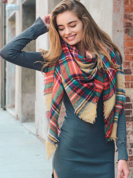 All-Time Classic Warm Frayed Edge Flannel Scarf for wholesale by Leto Accessories