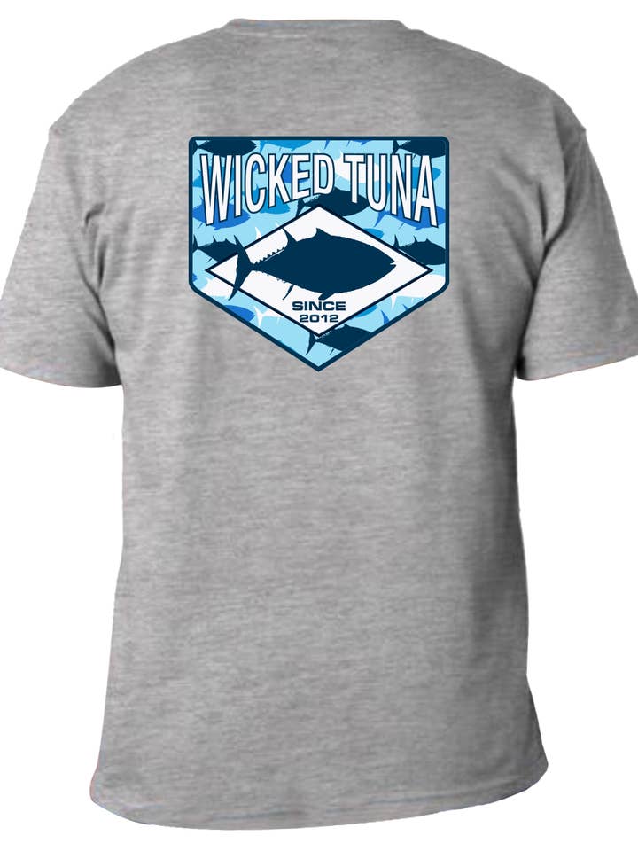 Wicked Tuna SS shirt van katoen - T-shirt met camo tuna (2XL, 3XL) voor wholesale door Wicked Tuna