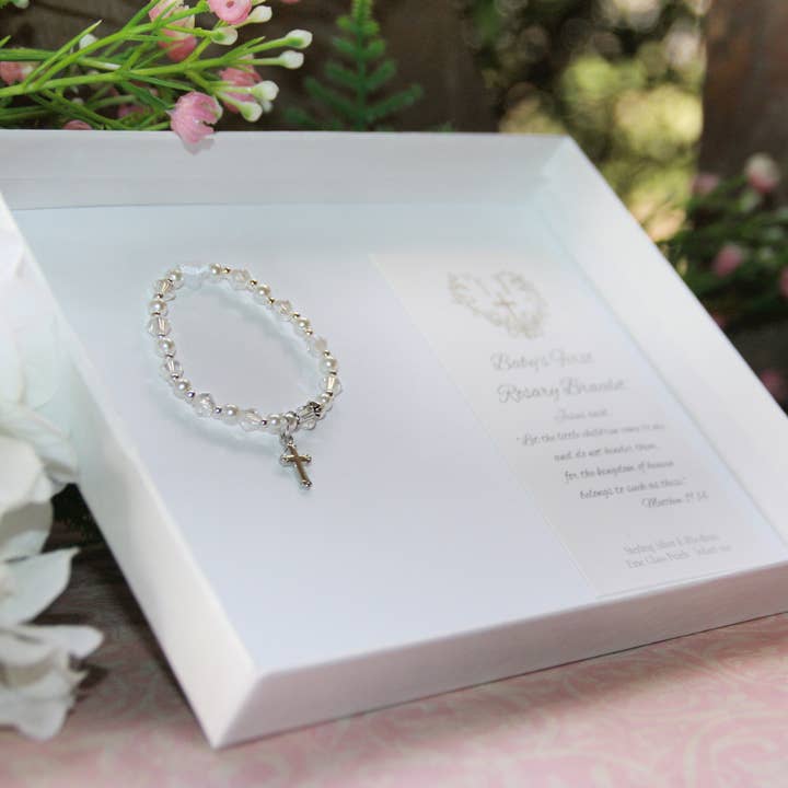 Collectables America - Wholesale Beaded Bracelet - Kids - First Rosary Infant Specialty Boxed Brac Sterling STG-276
