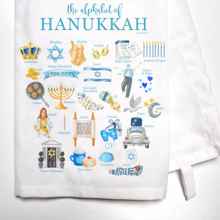 Hanukkah Alphabet Bar Towel for wholesale by Dishique
