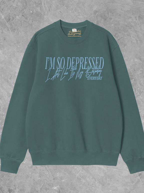 Sudadera de Algodón Cuadrada "Tan Deprimido, Actúa Como Si Fuera Mi Cumpleaños" para venta al por mayor de The Clandestine Underground