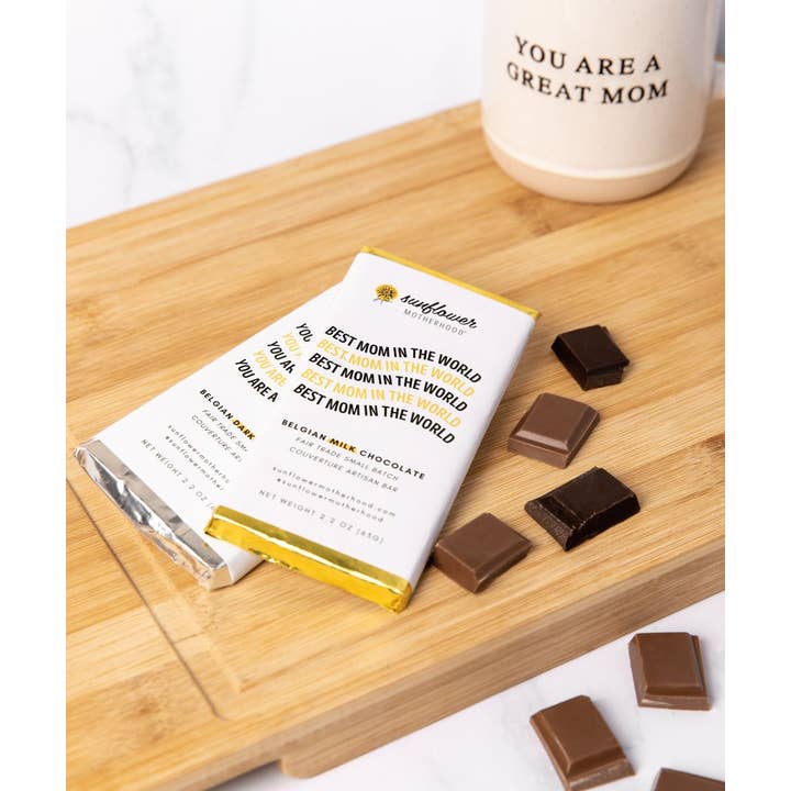Sunflower Motherhood - Wholesale Chocolate Bar - Belgian Chocolate Bar For Moms with Uplifting Message