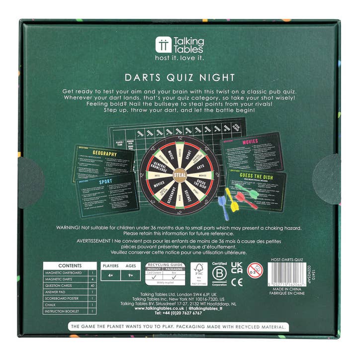 Talking Tables UK - Wholesale Board game - Host Your Own Quiz Night Darts Game4