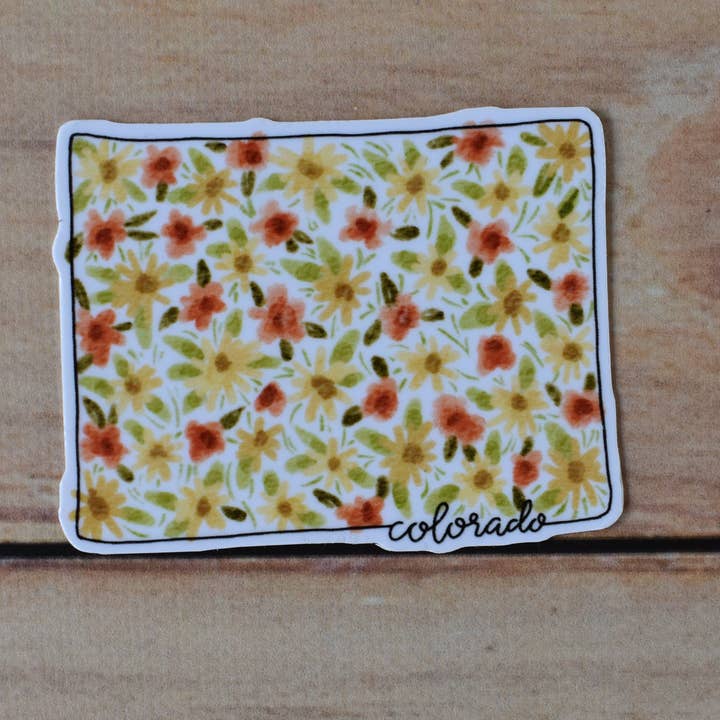 Colorado Floral Water-Resistant Sticker for wholesale by Lines And Colors Design