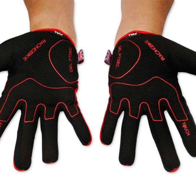 Kratos - Wholesale Gloves - Unisex - Mountain Biking Gloves | Full Finger Padded Cycling Gloves - RED13