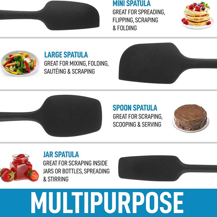 Zulay Kitchen - Wholesale Spatula/Turner - Heat Resistant Silicone Spatula Set Stainless Steel Core