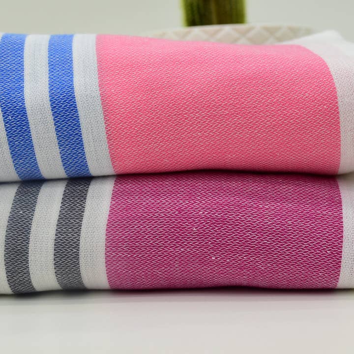 Organic Turkish Towels - Wholesale Beach towel - Beach Towel, Pink and Blue Round Towel, Turkish Circle Towel8