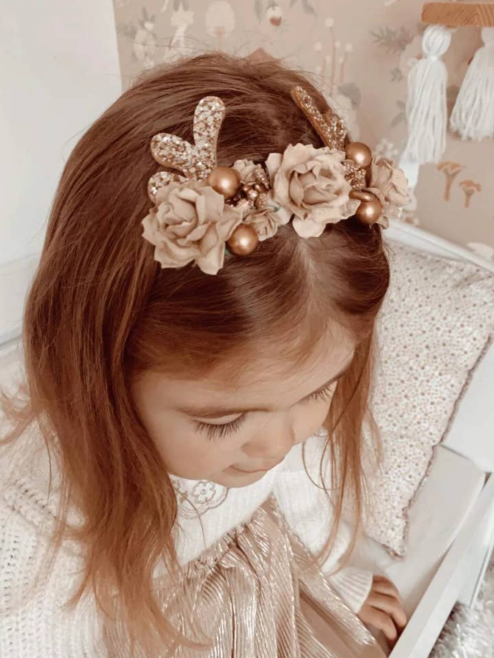 Luxuriöser Elch-Blumenkranz zum Aufstecken für den Großhandel von Hair Candy Boutique