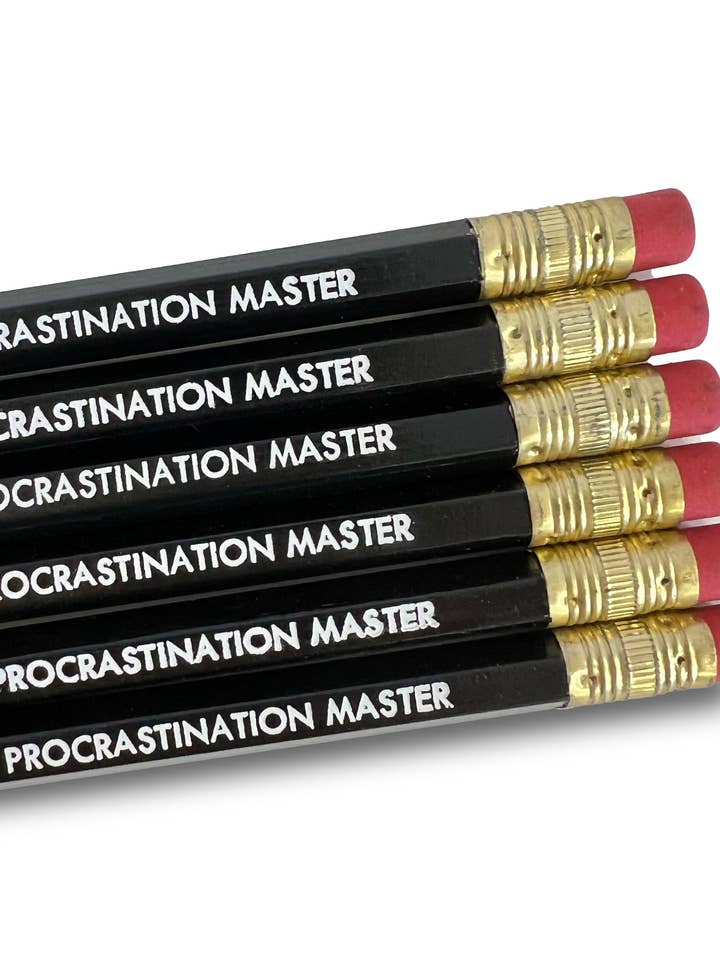Procrastination Pencils - Office Supplies, set of 6 for wholesale by Tiramisu Paperie