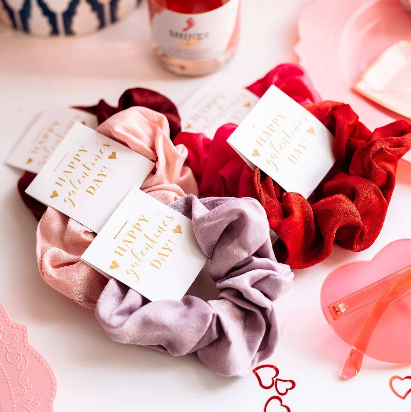 PlumPolkaDot - Wholesale Scrunchie - Women's - Galentine's Day Hair Scrunchie3