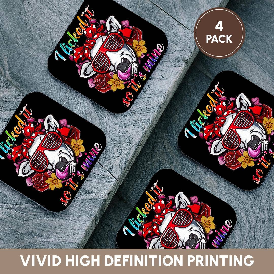 3dRose – wholesale Coasters – 3dRose, I Licked It so it is Mine with Hipster Cow Farmer Farming, Coaster12