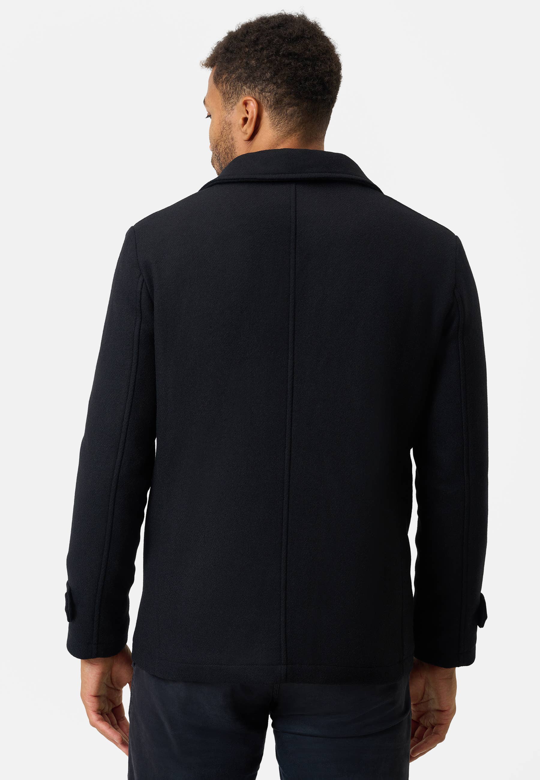 black Men's Marcello Peacoat made of wool for wholesale on Faire2