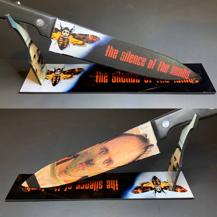 Silence Of The Lambs Knife Set With Sublimated Stand for wholesale by Dead Dave Designs