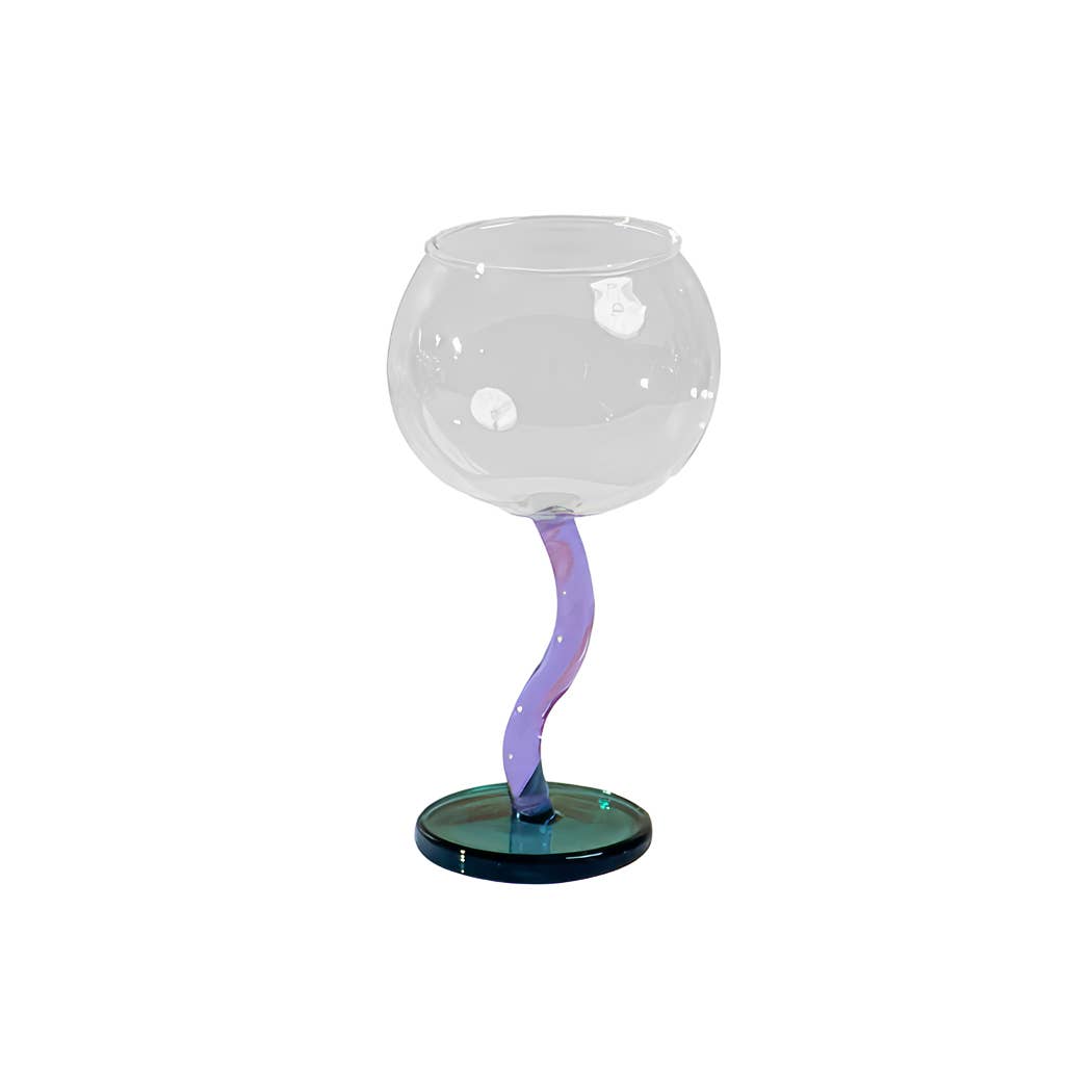 TUTU Home - Wholesale Wine glass - "Ballon" Purple & Green Wine Glass with Curved Stem
