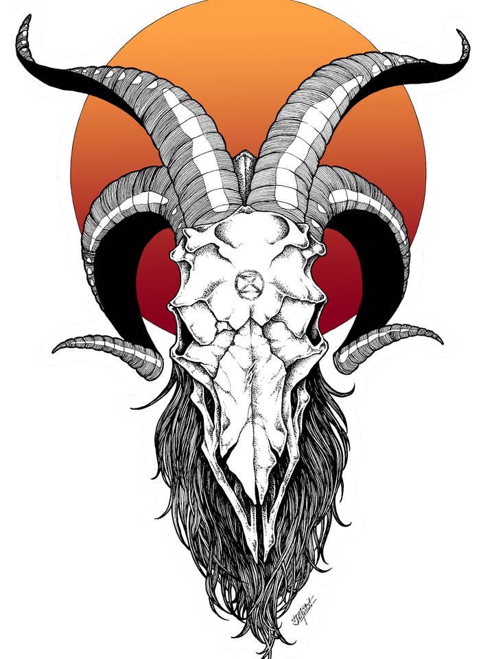 5 „klistermærke: Extinction Skull - Vandtæt Vinyl Die-Cut Stkr for engroshandel hos Indi Martin Art