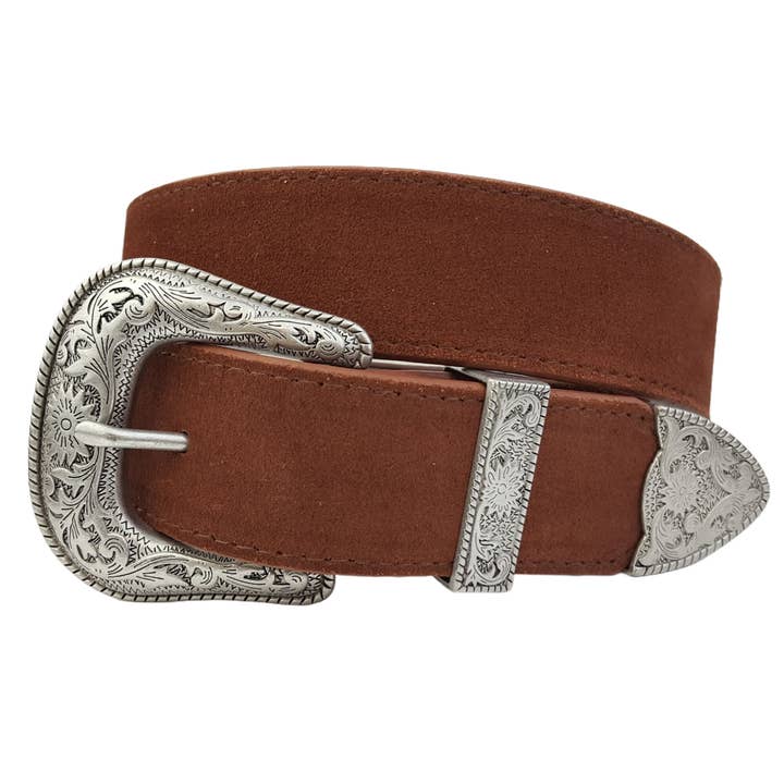 Axesoria West - Wholesale Belt - Women's - Genuine Suede Belt with Western Buckle set
