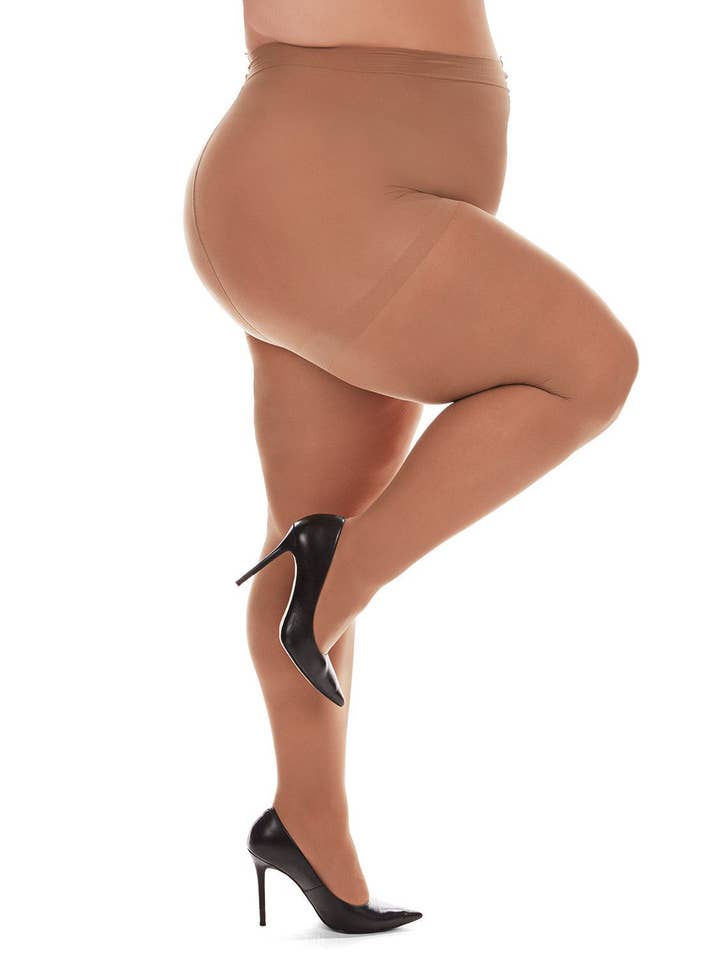 Meia-calça de microfibra opaca plus size com controle curvilíneo por atacado de Infinity Classics International Inc.