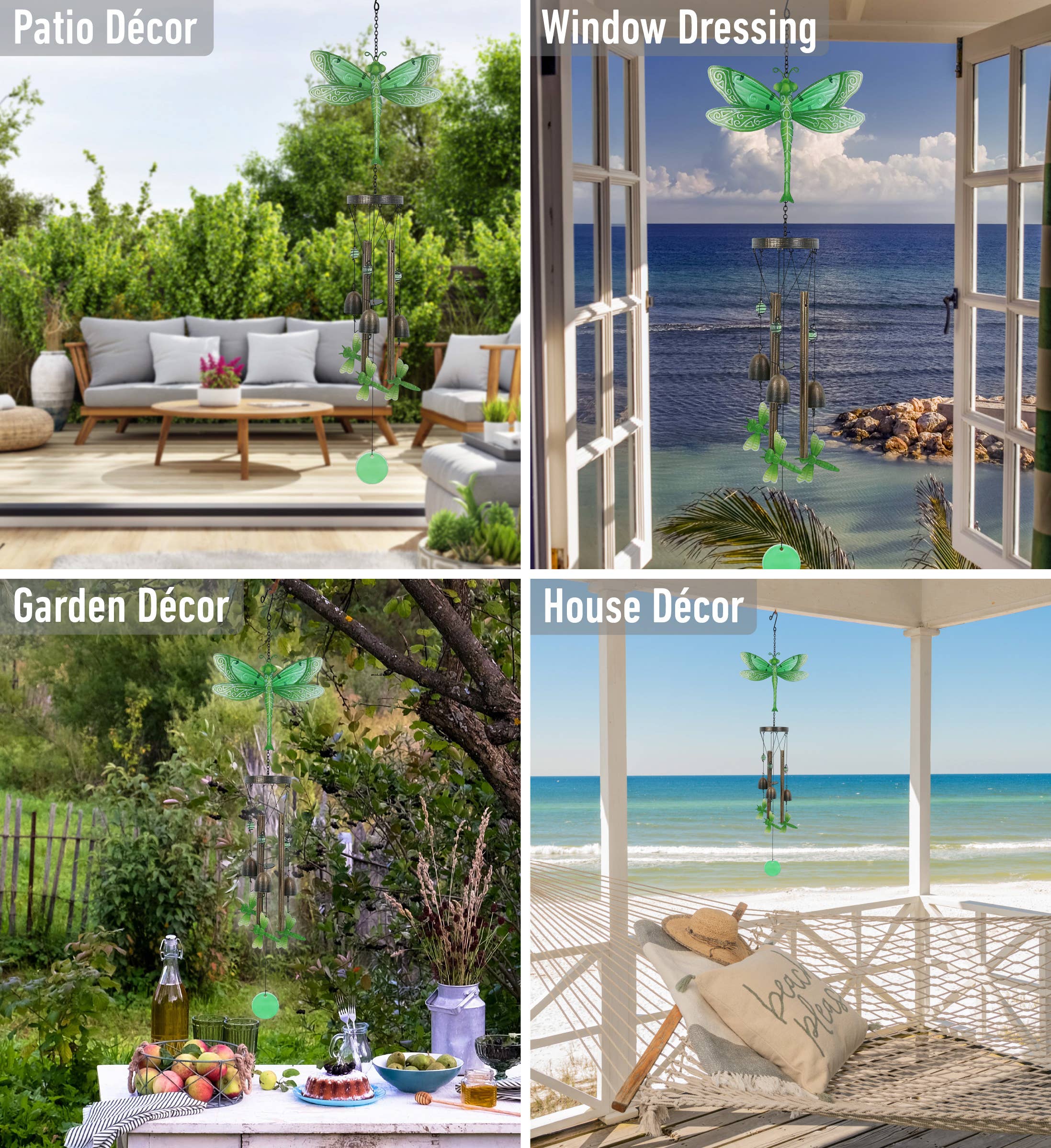 Cota Global - Wholesale Wind Chime - Wind Chime - Green Garden Dragonfly2