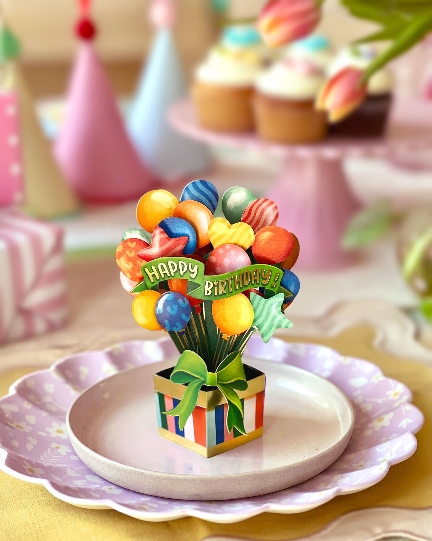 FreshCut Paper LLC – wholesale Birthday card – Mini Birthday Balloons (10 Mini Pop-up Greeting Cards)3