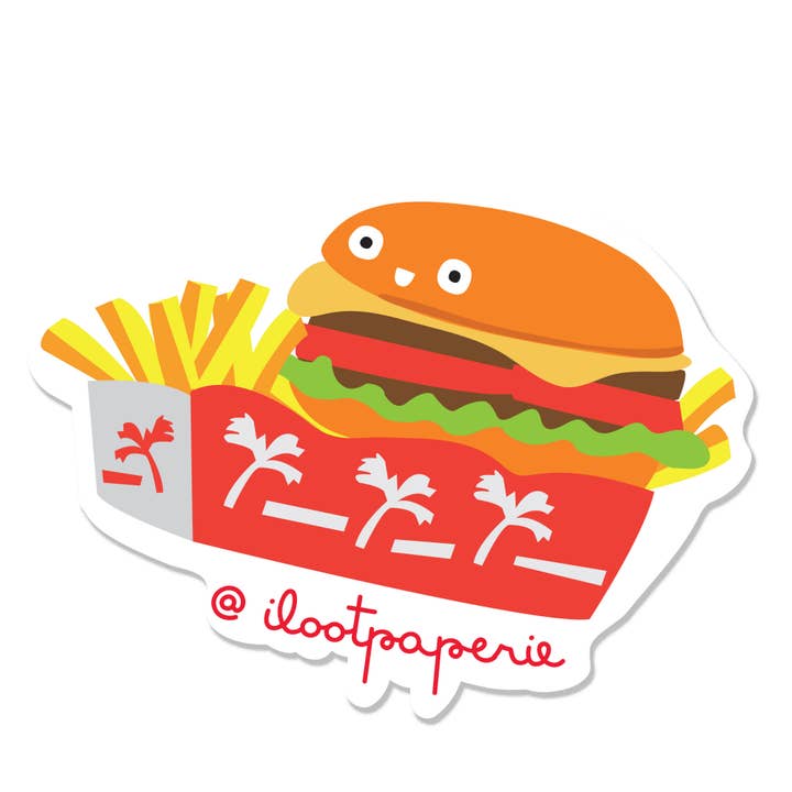 Double Double Burger Matte Vinyl Sticker for wholesale by ILOOTPAPERIE