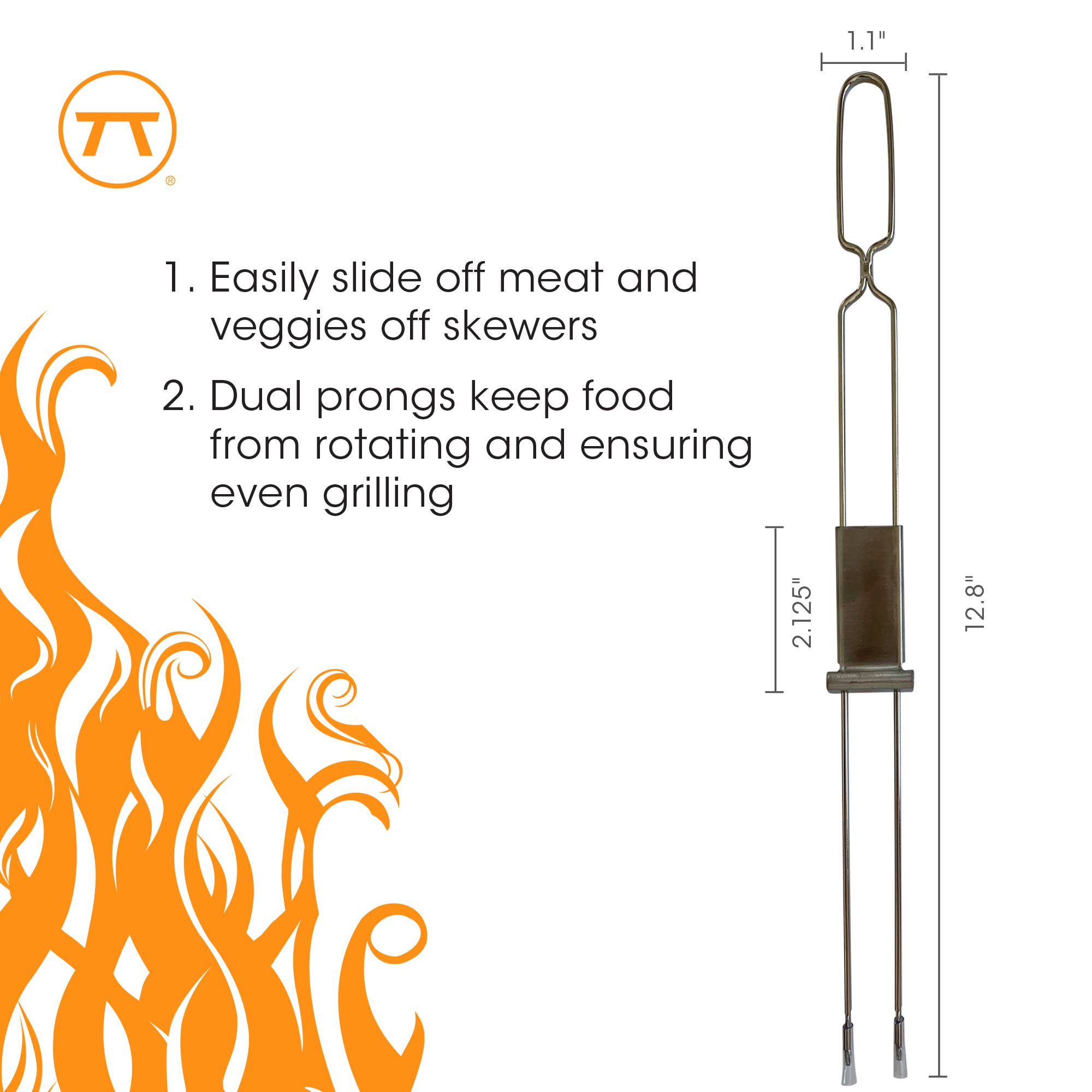 Fox Run Brands - Wholesale Outdoor Grill Tools - Outset Stainless Steel BBQ Slider Skewers, Set of 4, 13"3