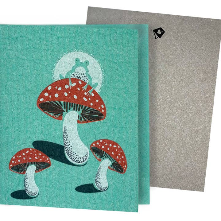 Fungi Frog 2-in-1 Greeting Card + Swedish Cloth for wholesale by Soak iT Up Eco-friendly Greetings + Gifts