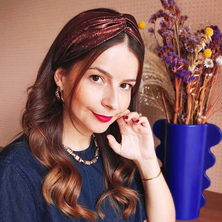 Faixa IRISÉ CHOCOLATE / poliéster brilhante castanho por atacado de Laure Derrey