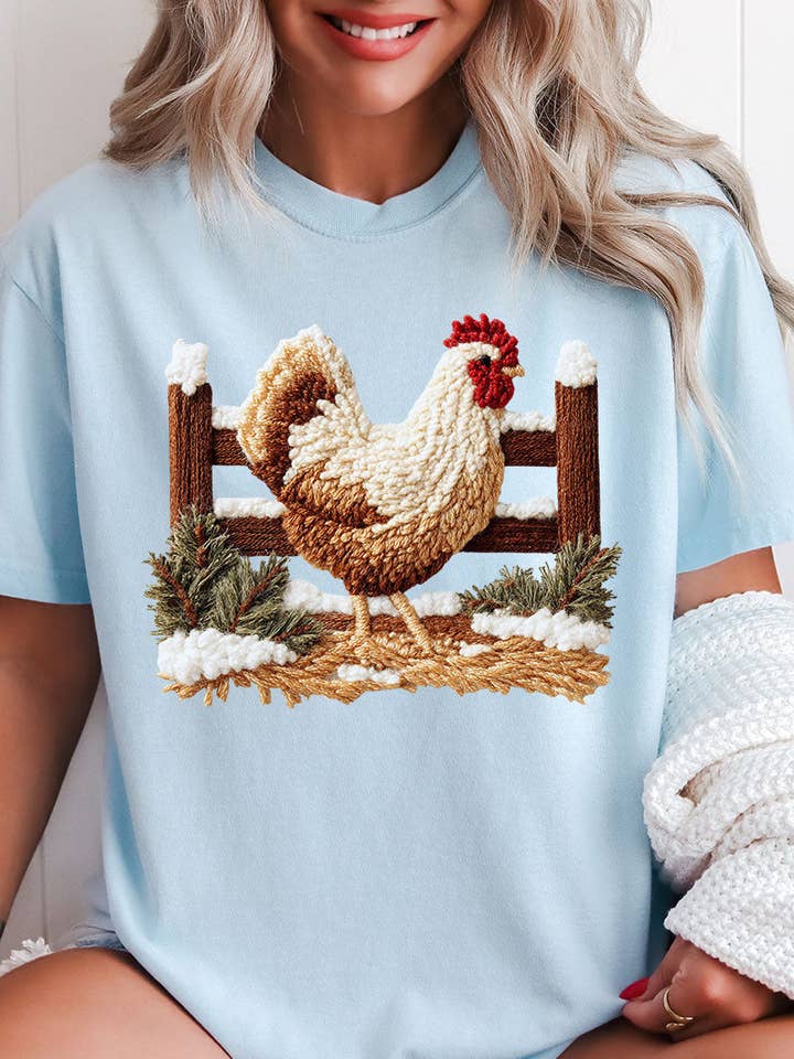 Faux Yarn Winter Chicken Comfort Colors Adult Ring-Spun Cotton Tee for wholesale by Wholesale Accessory Market