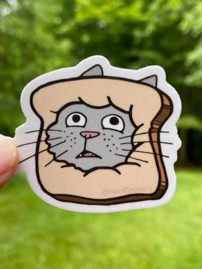 Bread Cat Vinyl Sticker for wholesale by Designs by Diana - twinkletaters