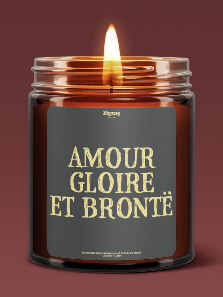 LITERARY MESSAGES CANDLE "LOVE, GLORY AND BRONTË" for wholesale by Zigzag Island