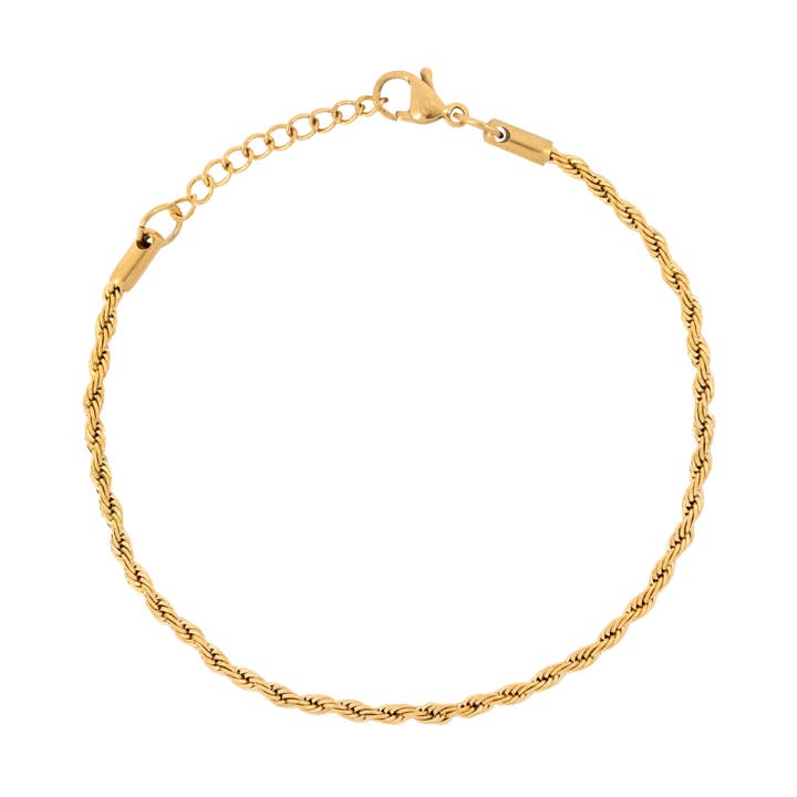 Gold Rope Bracelet (2.5MM) for wholesale by Twistedpendant