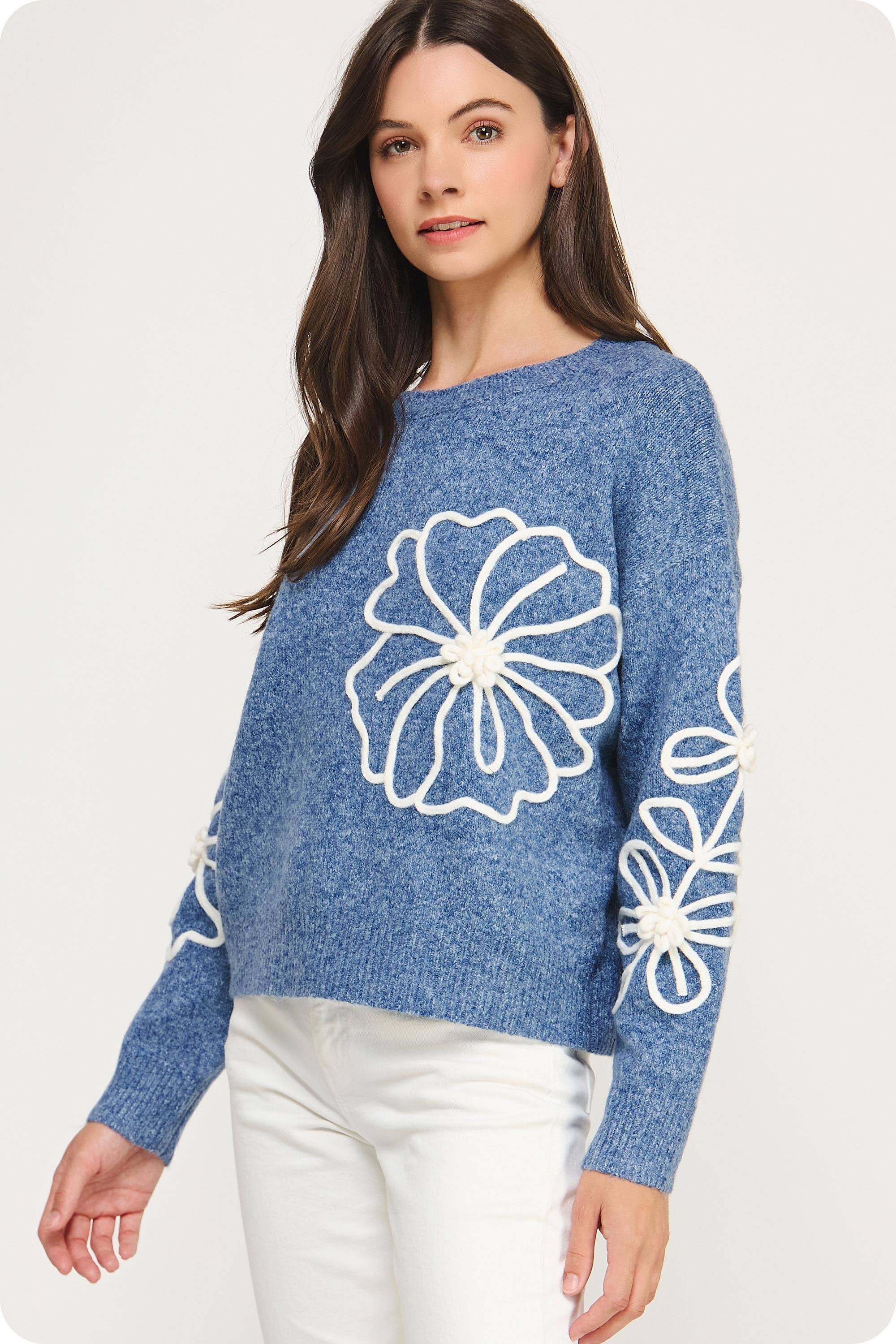 Strut & Bolt - Vendita all'ingrosso Maglia larga - Donna - Maglione in maglia con ricamo floreale7