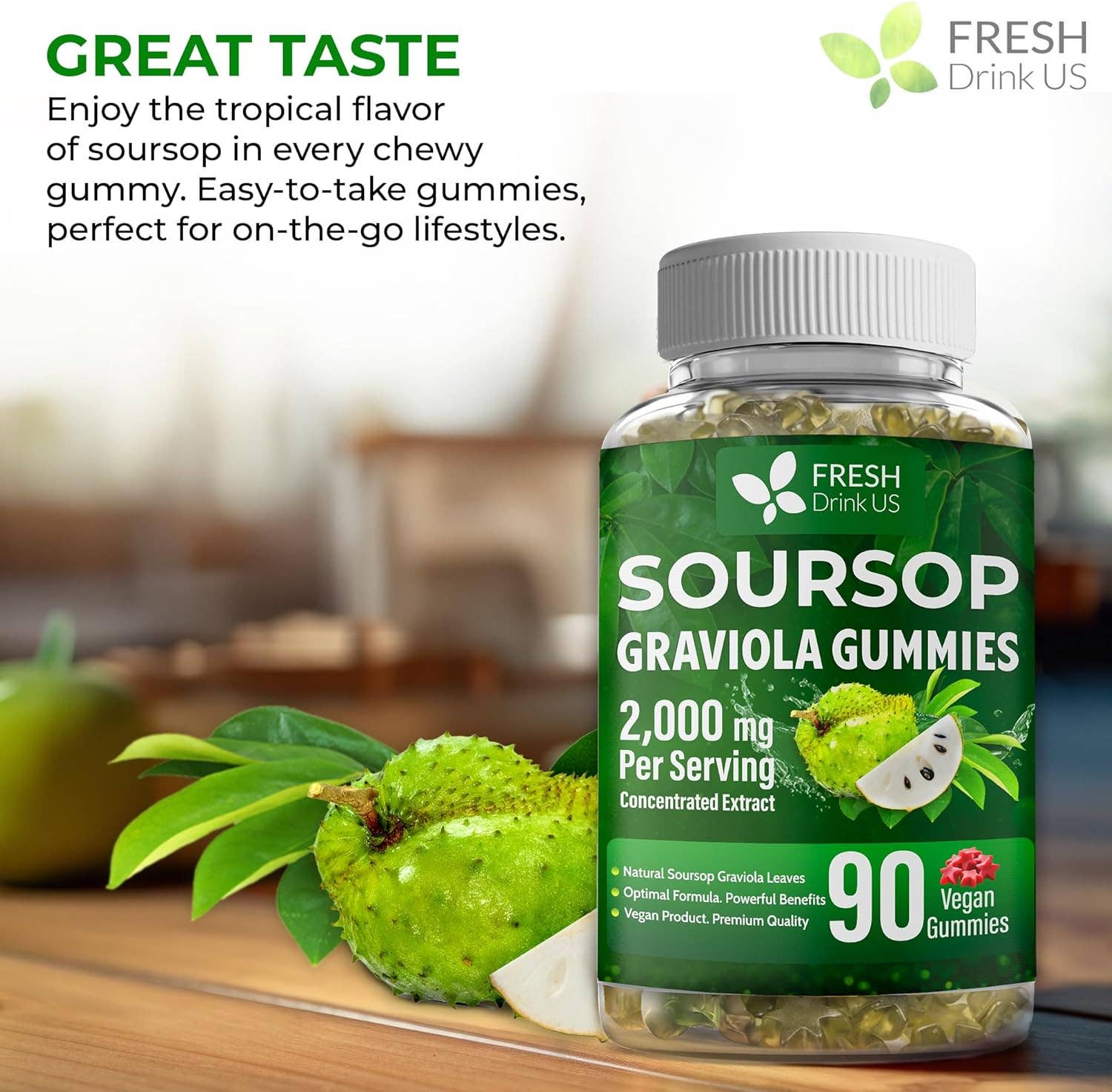 Naomi's Happy Place Shop – wholesale Oral supplement/vitamin – Premium 90 Soursop Graviola Gummies4