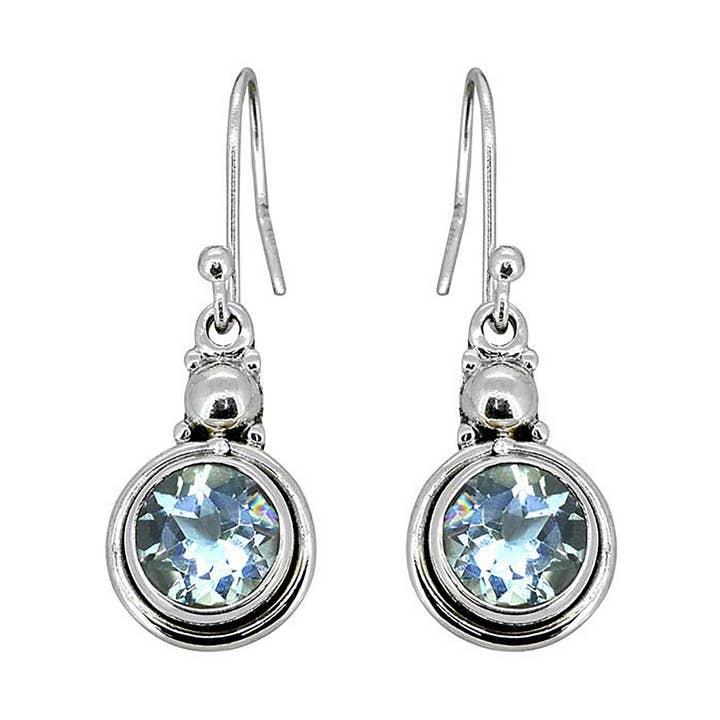 925 Sterling Silver Blue Topaz Gemstone Earrings for wholesale by Tiramisu