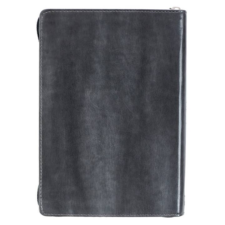 Christian Art Gifts - Wholesale Journal/Diary - Journal Classic Zip Gray Be Strong Joshua 1:9