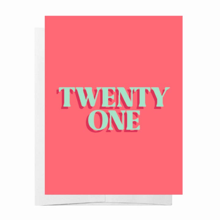 Twenty One - Age Milestone birthday card for wholesale by BAD ON PAPER